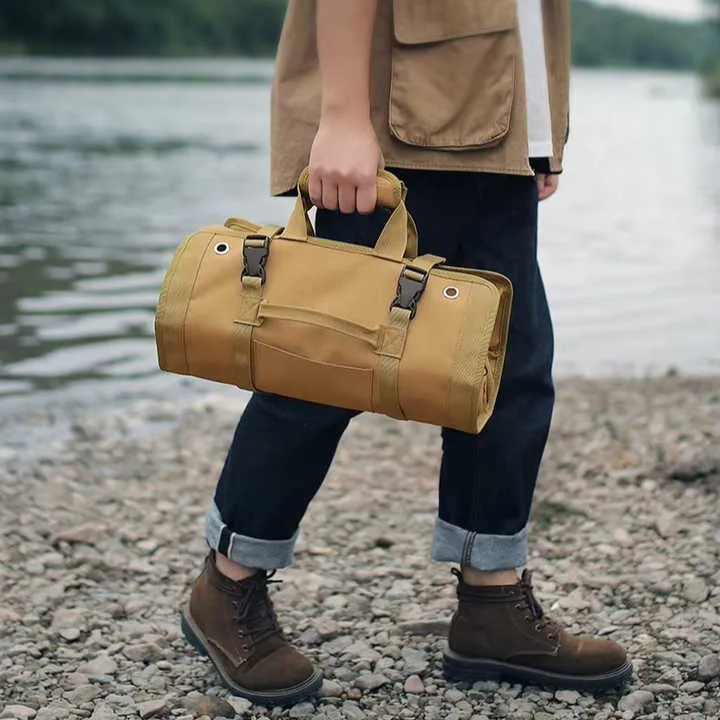 حقيبة أدوات محمولة متعددة الجيوب ، حقيبة لف . Portable Multi-Pocket Tool Bag, Heavy Duty Canvas Tool