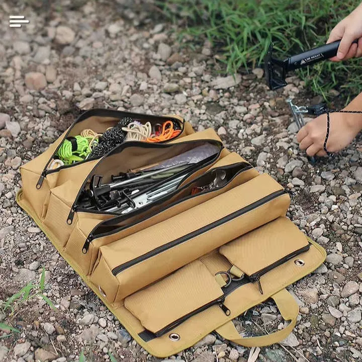 حقيبة أدوات محمولة متعددة الجيوب ، حقيبة لف . Portable Multi-Pocket Tool Bag, Heavy Duty Canvas Tool