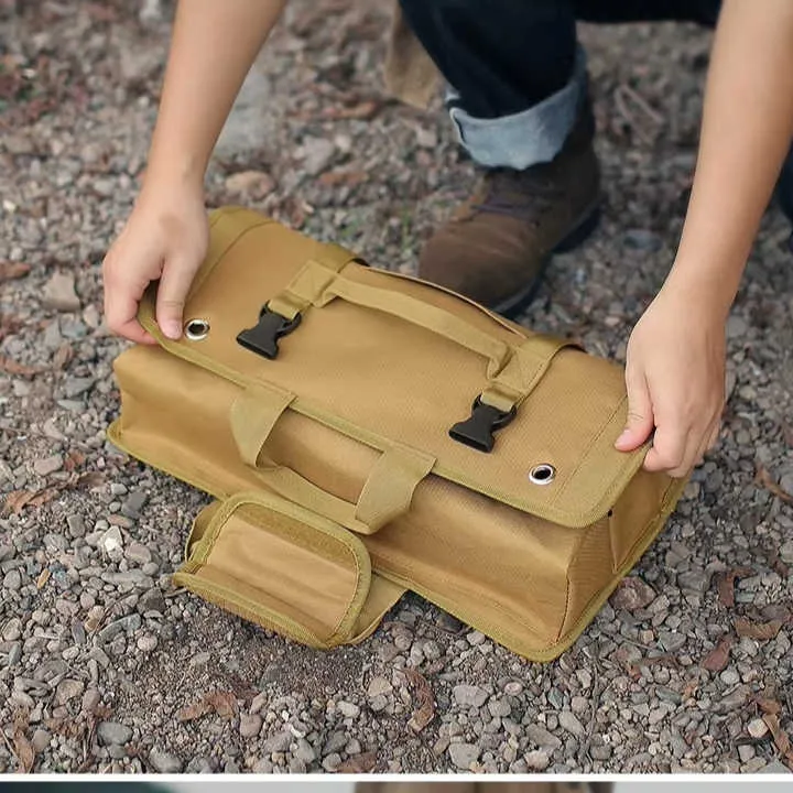 حقيبة أدوات محمولة متعددة الجيوب ، حقيبة لف . Portable Multi-Pocket Tool Bag, Heavy Duty Canvas Tool