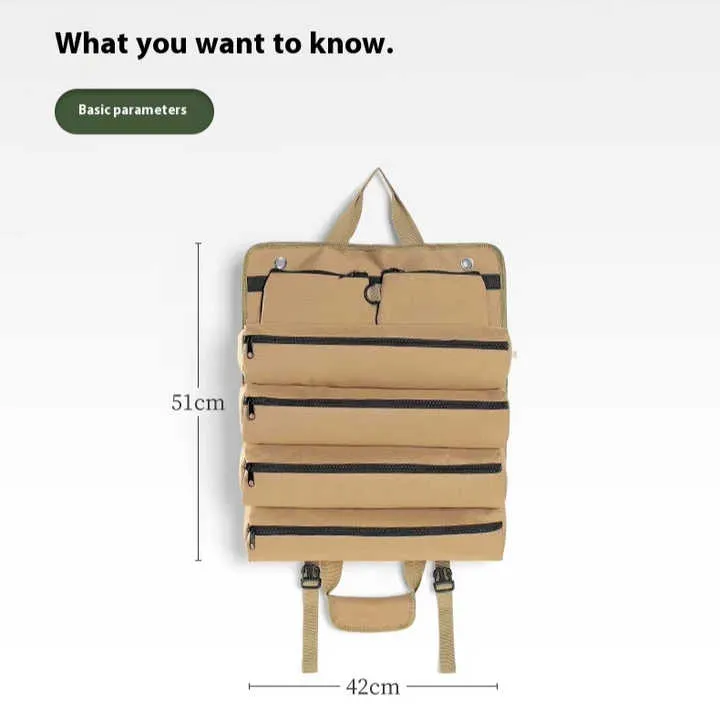حقيبة أدوات محمولة متعددة الجيوب ، حقيبة لف . Portable Multi-Pocket Tool Bag, Heavy Duty Canvas Tool