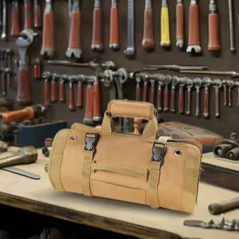 حقيبة أدوات محمولة متعددة الجيوب ، حقيبة لف . Portable Multi-Pocket Tool Bag, Heavy Duty Canvas Tool