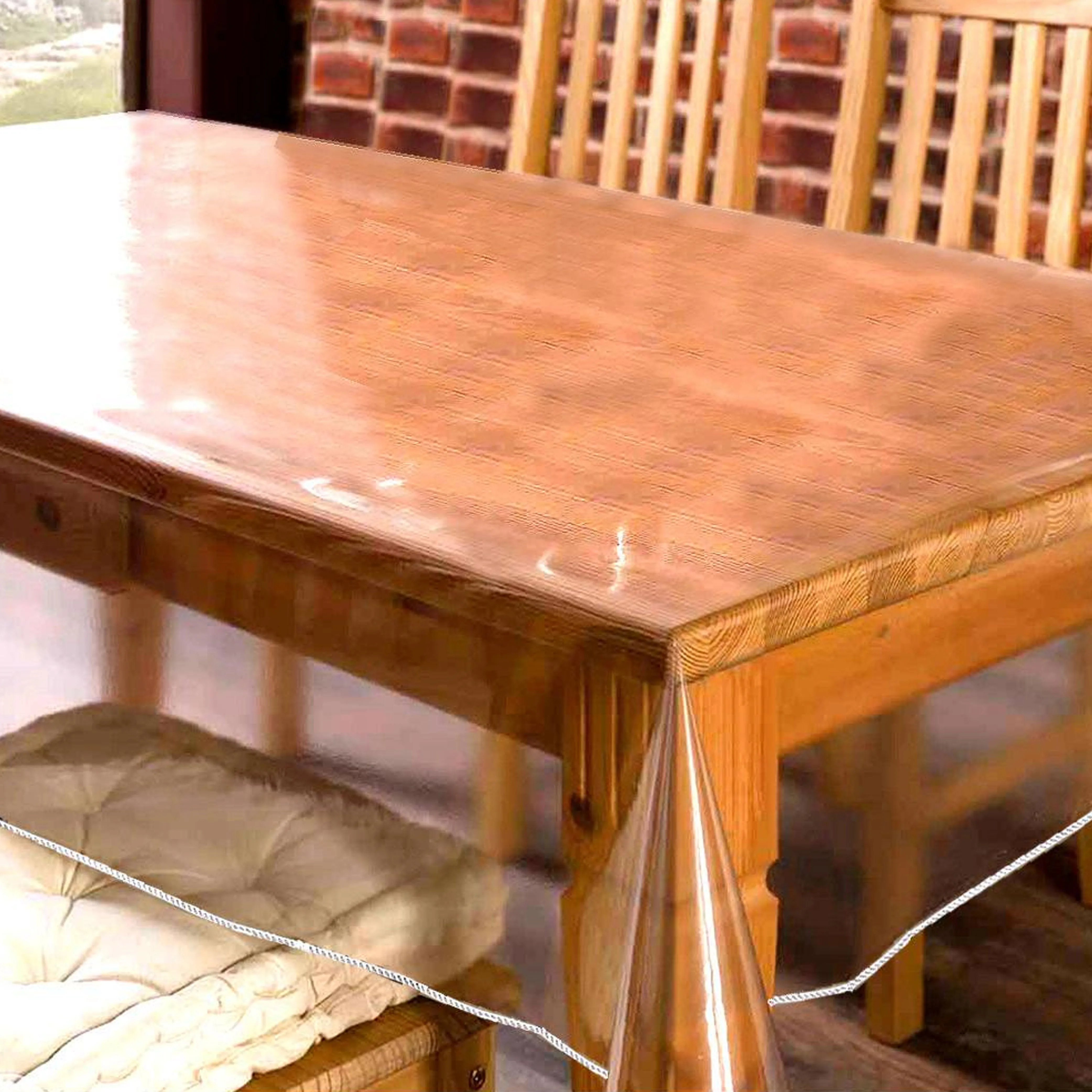 2 Clear Vinyl Tablecloth Protector Waterproof Rectangle Heavy Duty Cover 70X108
