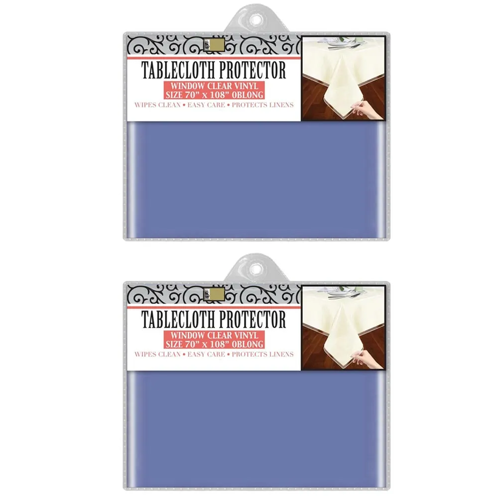 2 Clear Vinyl Tablecloth Protector Waterproof Rectangle Heavy Duty Cover 70X108