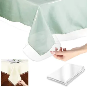 2 Clear Vinyl Tablecloth Protector Waterproof Rectangle Heavy Duty Cover 70X108