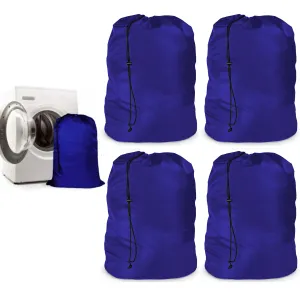 4 Pc Jumbo Laundry Bag Drawstring Heavy Duty Large Clothes Hamper Washing 24x35
