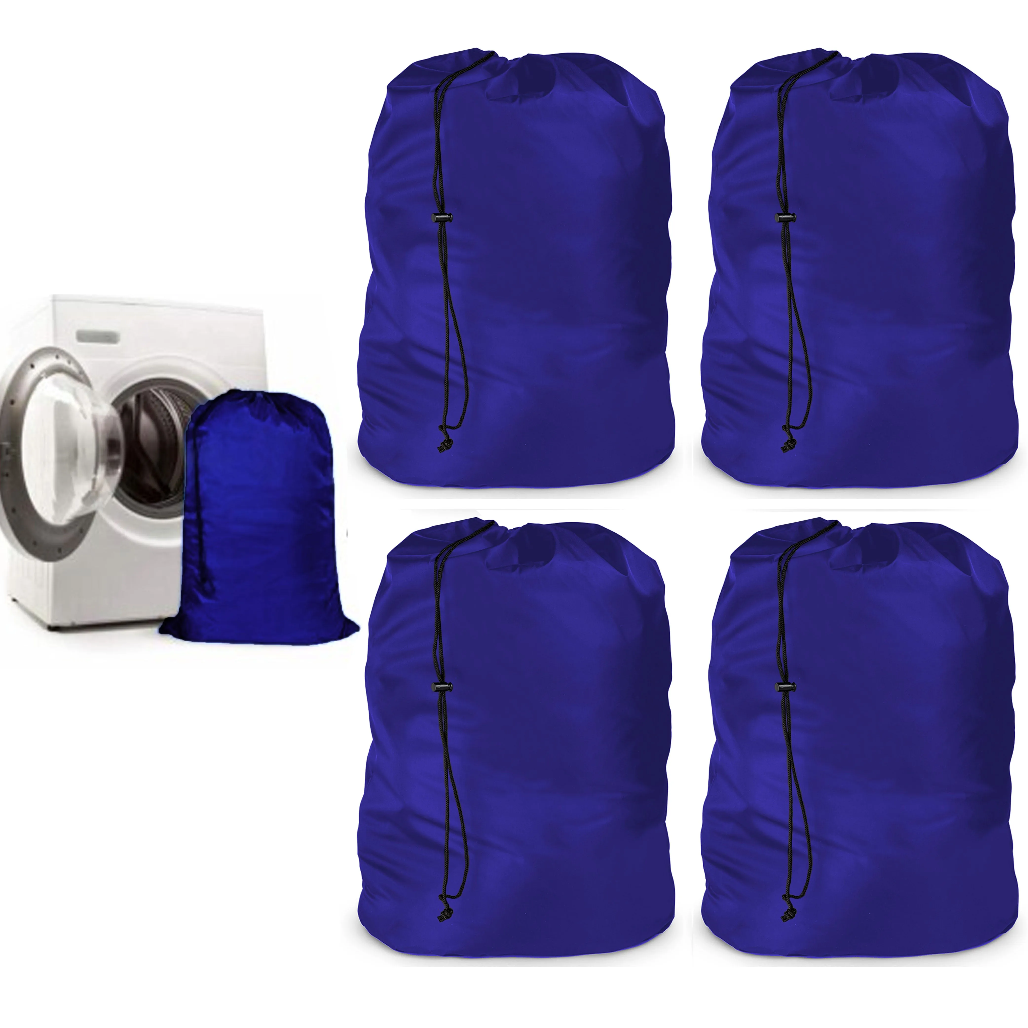 4 Pc Jumbo Laundry Bag Drawstring Heavy Duty Large Clothes Hamper Washing 24x35
