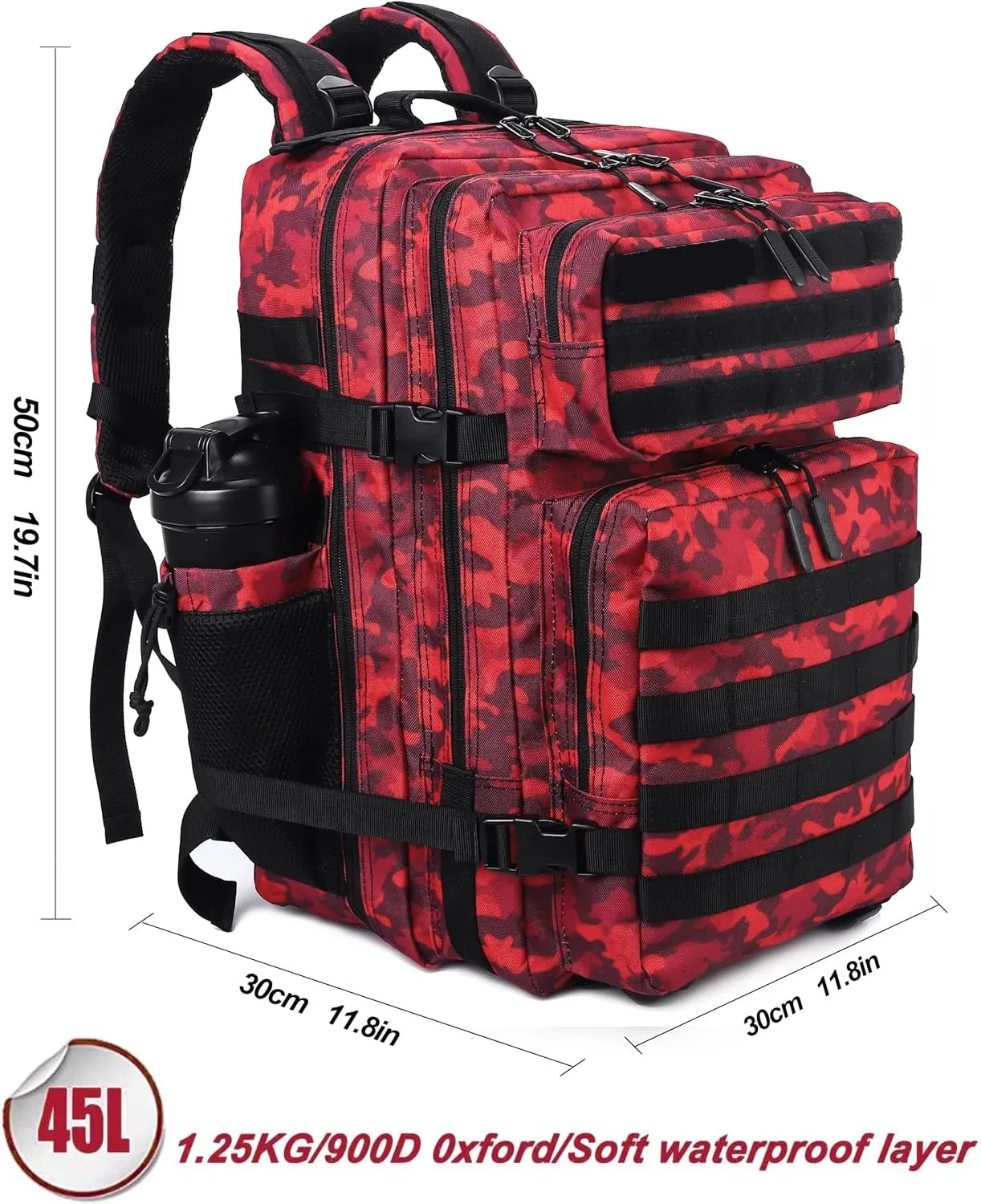 45L 3P Military Molle "Red Camouflage" Tactical Backpack