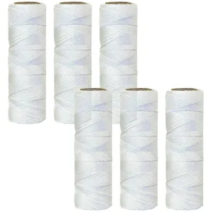 6 Pc White Poly Drop Line Catfish Twine Dropline Rope 375' X #12 65LB Heavy Duty