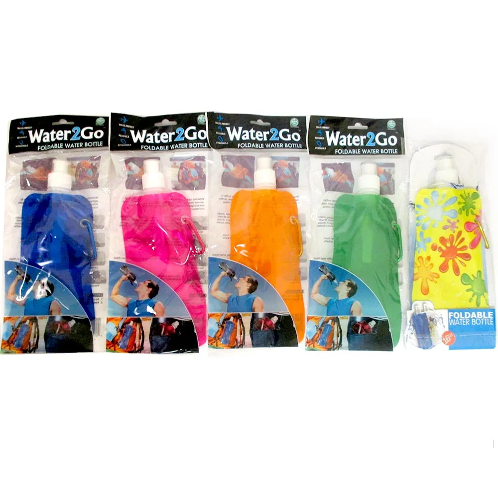 6 Reusable Water Bottles Flexible Collapsible Foldable Ice Bag Camp BPA Free New