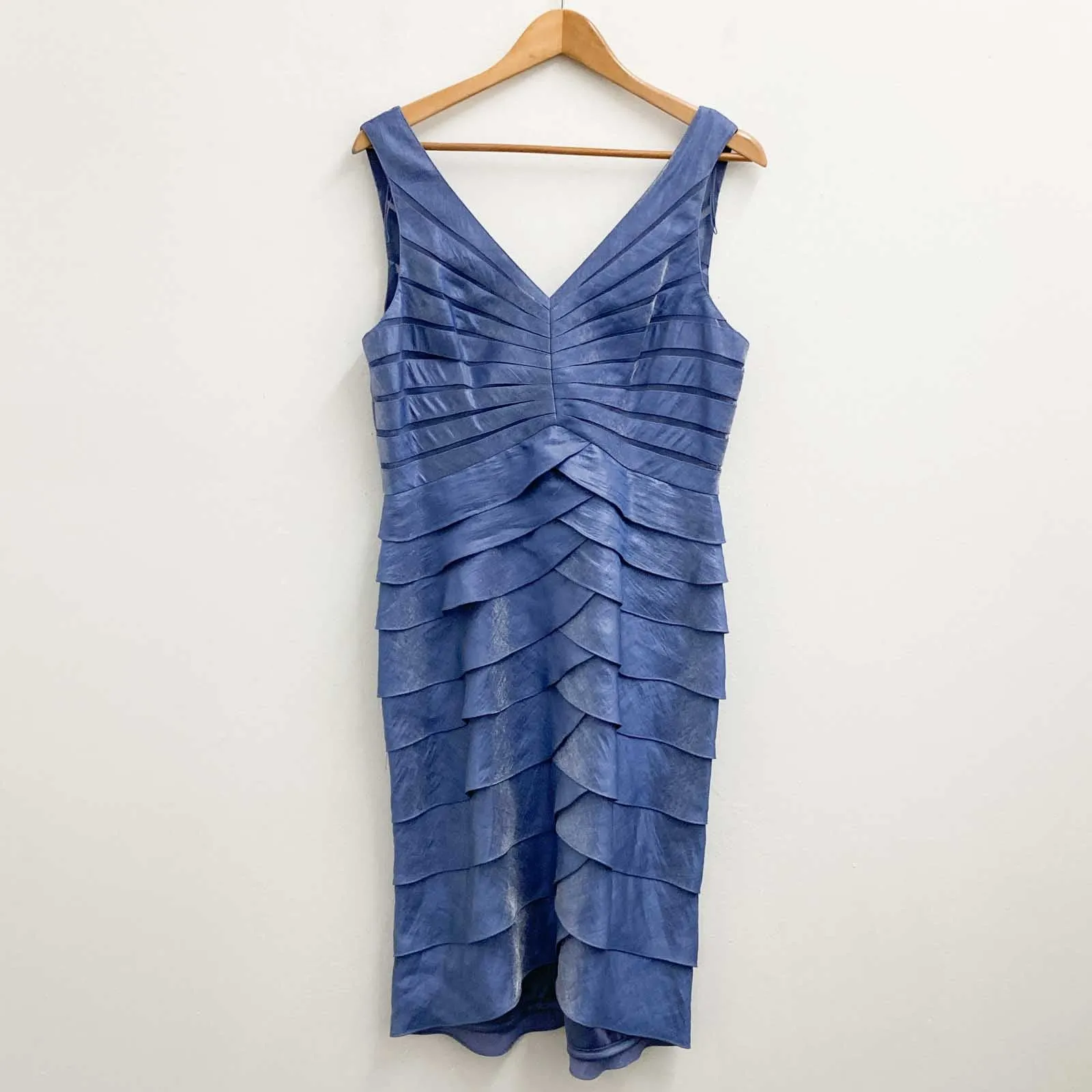 Adrianna Papell Dress & Jacket UK 16 Blue Shimmer Tiered Layered