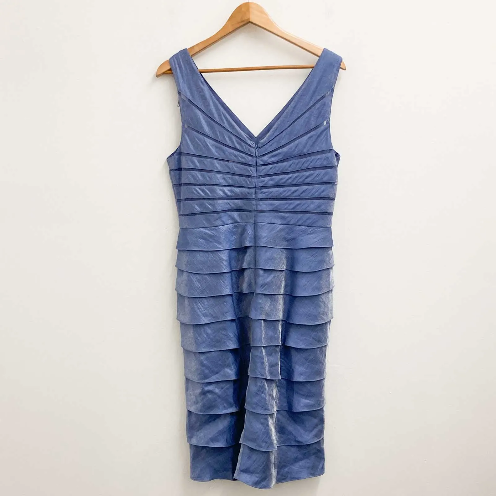 Adrianna Papell Dress & Jacket UK 16 Blue Shimmer Tiered Layered