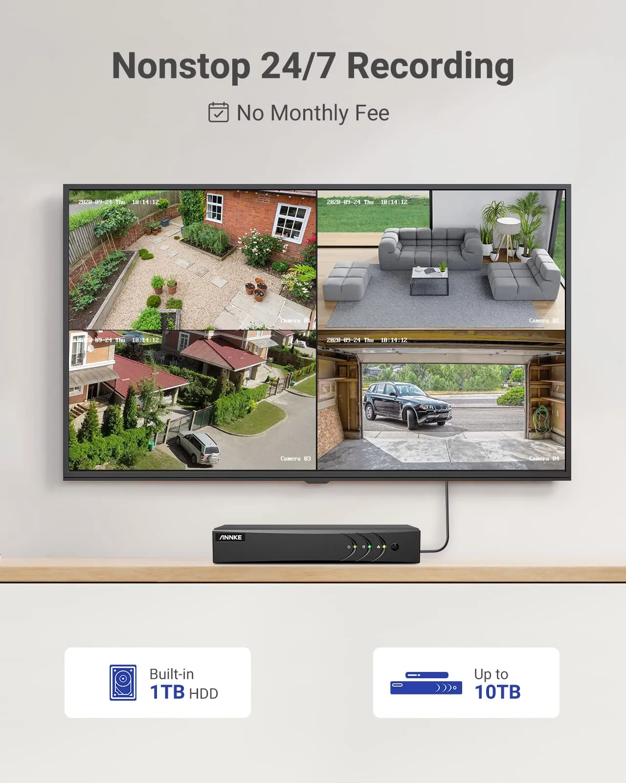 ANNKE 3K Lite Wired Security Camera System with AI Human/Vehicle Detection, H.265  8CH Surveillance DVR with 1TB Hard Drive and 8 x 1080p HD Outdoor CCTV Camera, 100 ft Night Vision, Remote Access