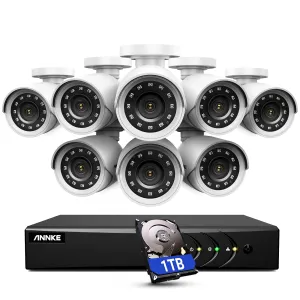ANNKE 3K Lite Wired Security Camera System with AI Human/Vehicle Detection, H.265  8CH Surveillance DVR with 1TB Hard Drive and 8 x 1080p HD Outdoor CCTV Camera, 100 ft Night Vision, Remote Access