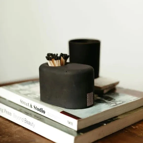 Black Streamliner Match Holder with Matches