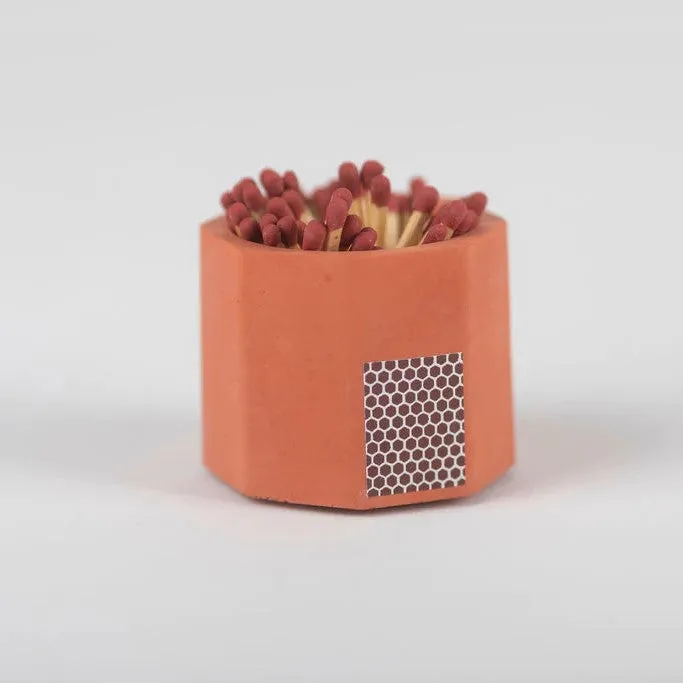 Brick Match Holder w/ Striker and Burgundy Matches