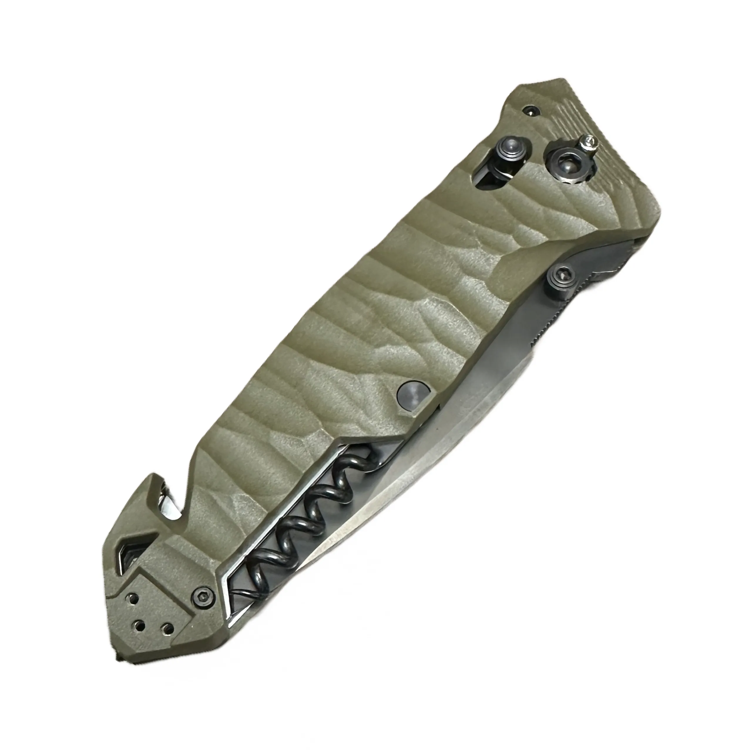 C.A.C. Utility Axis Lock OD Green Pocket Knife  (Serrated Blade)