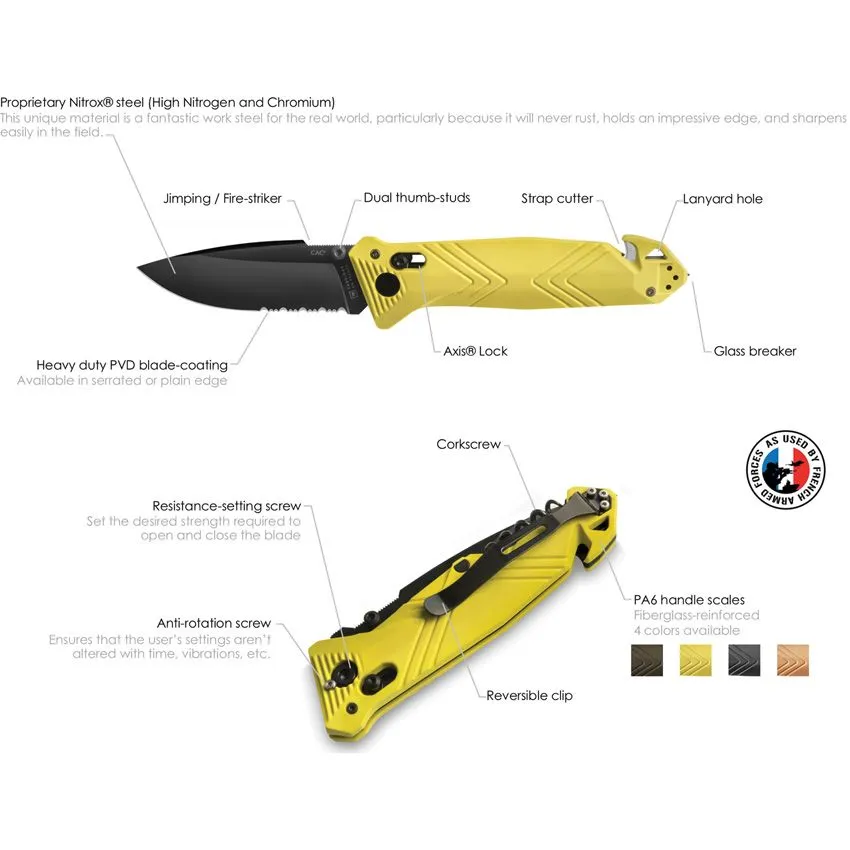 C.A.C. Utility Axis Lock Pocket Knife OD (Smooth Handle / Straight Edge)