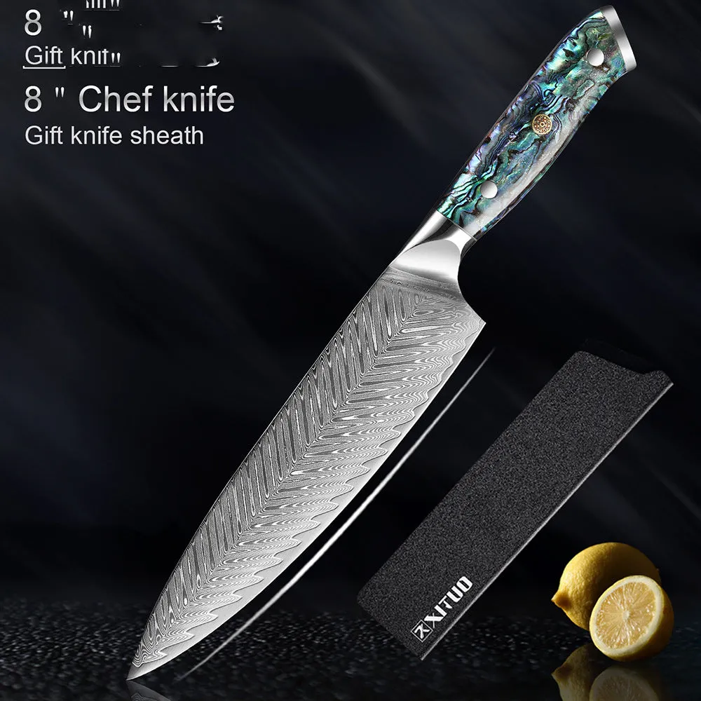 Damascus Knifes with Abalone Shell Handel