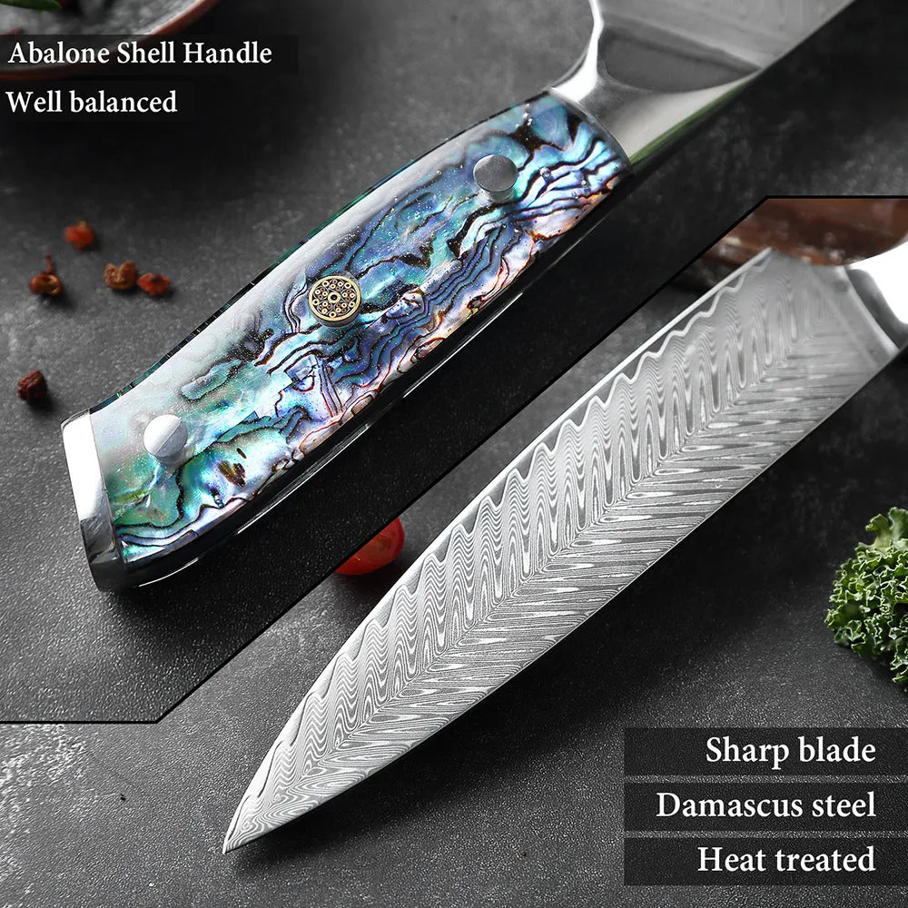 Damascus Knifes with Abalone Shell Handel