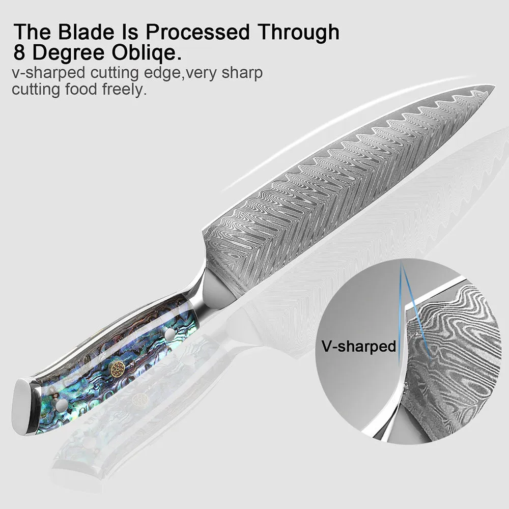 Damascus Knifes with Abalone Shell Handel