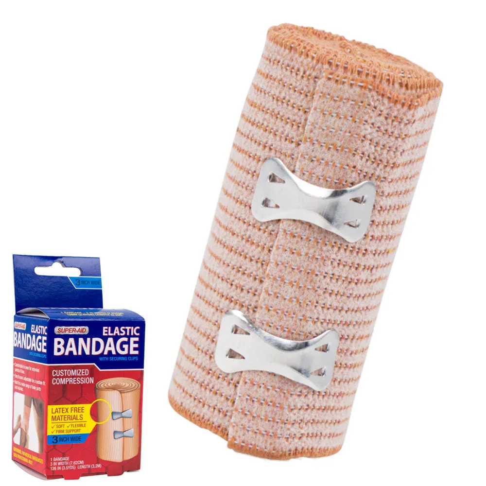 Elastic Bandages 3 In Clip Body Wrap Ankle Wrist Foot Sport Emergency First Aid