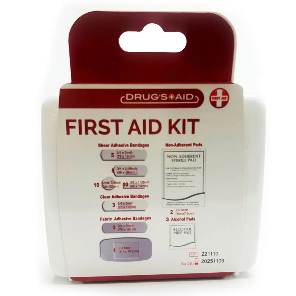 First Aid Kit 42pc Small All Purpose Emergency Med Kit Home Work Travel Camp Box