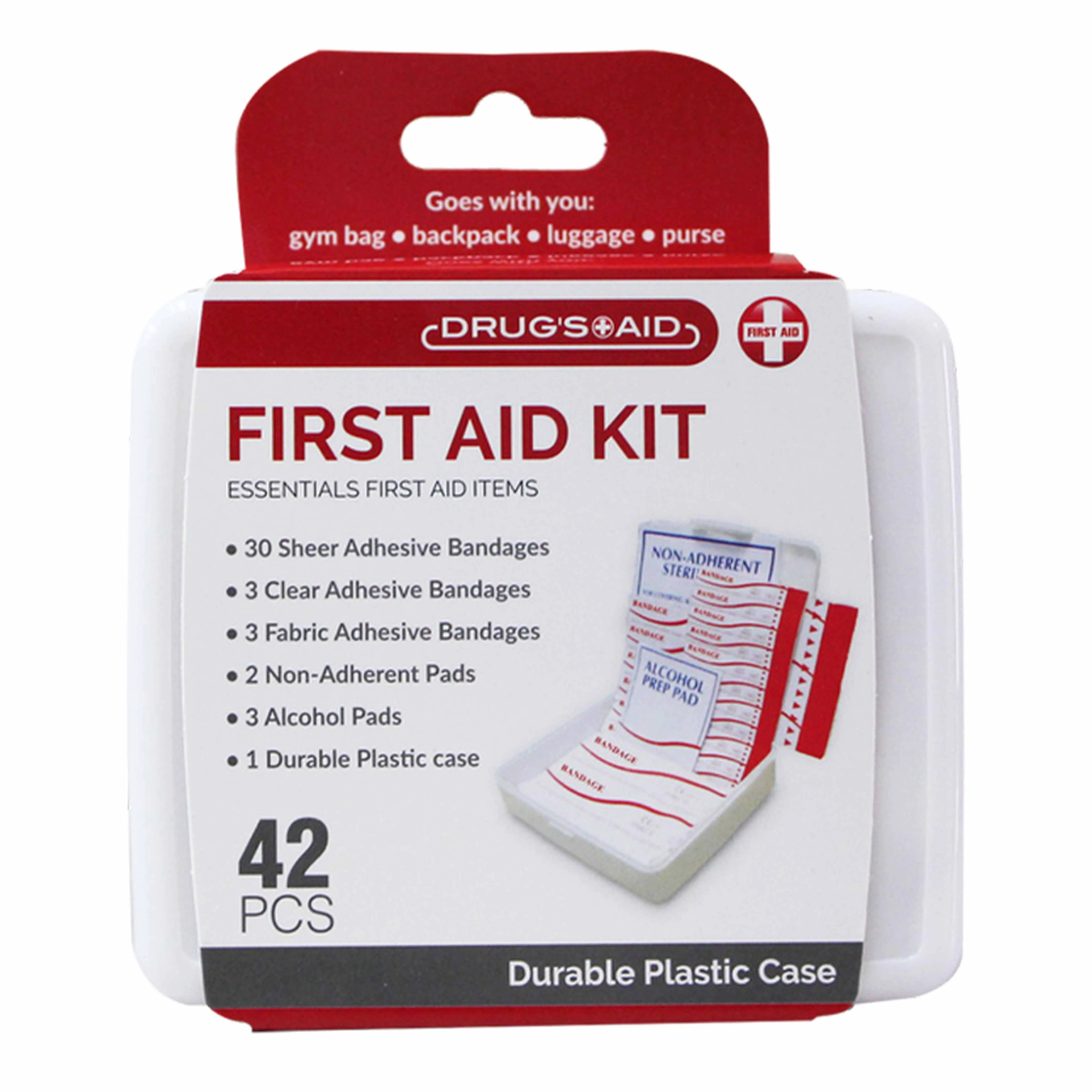 First Aid Kit 42pc Small All Purpose Emergency Med Kit Home Work Travel Camp Box