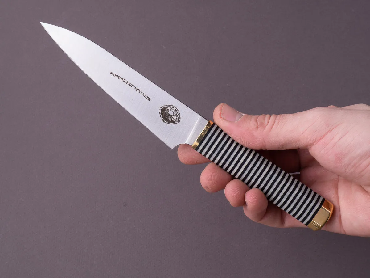 Florentine Kitchen Knives - Kedma - Paring - Stacked Black & White Handle