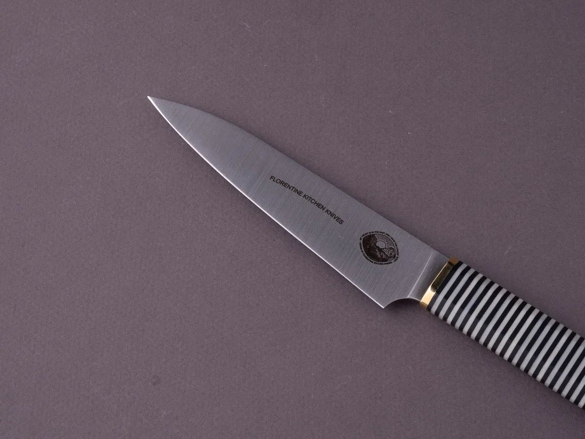 Florentine Kitchen Knives - Kedma - Paring - Stacked Black & White Handle