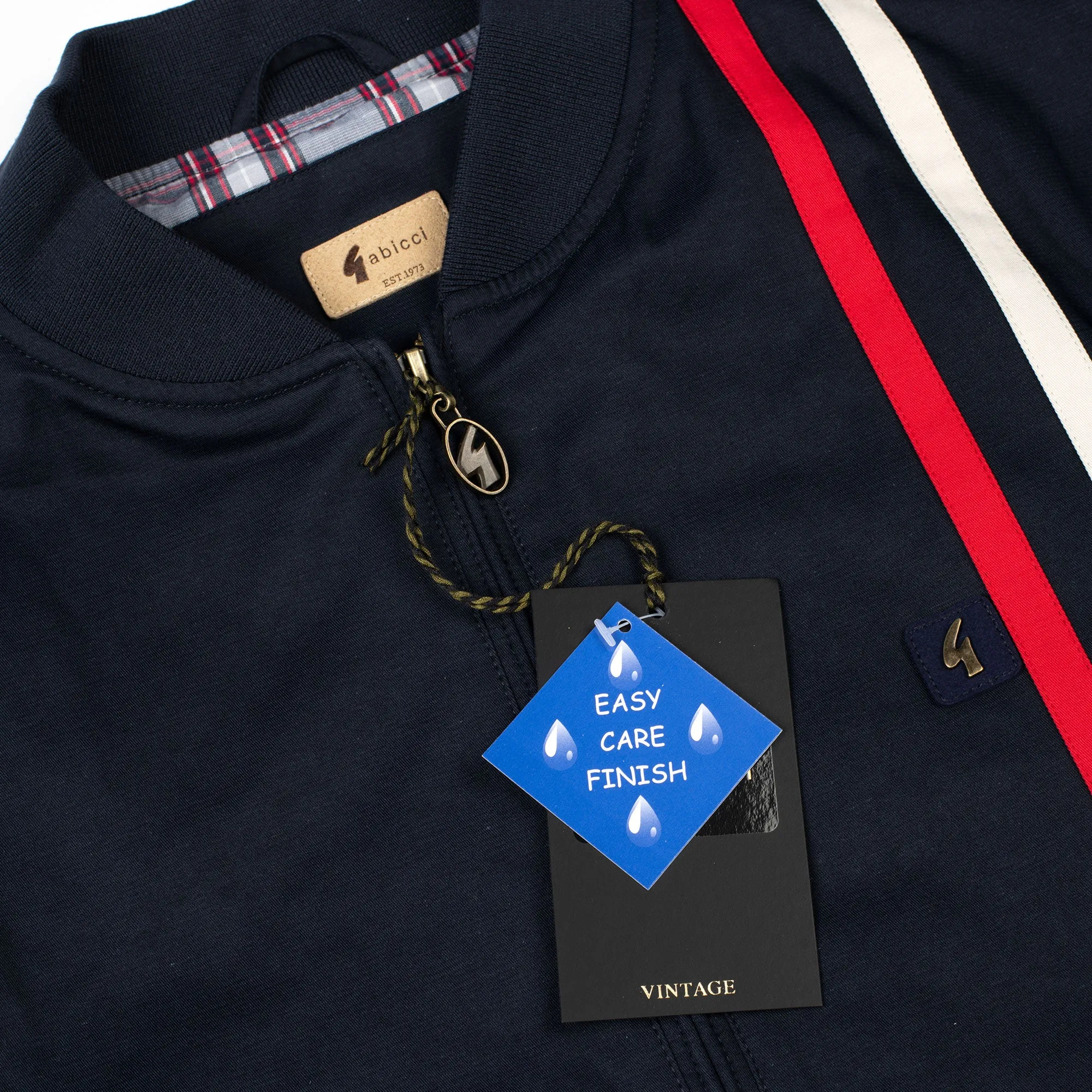 Gabicci - Griffin Jacket - 60s Mod Racer Striped Jacket Navy