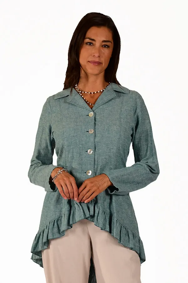 hemp and organic cotton ruffle jacket