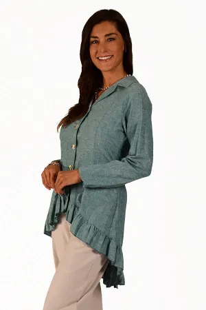 hemp and organic cotton ruffle jacket