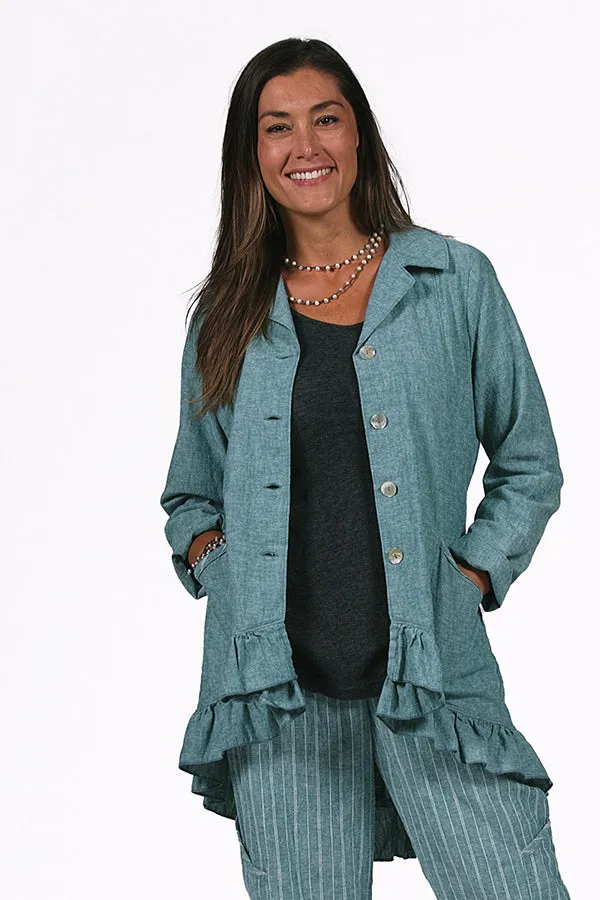 hemp and organic cotton ruffle jacket