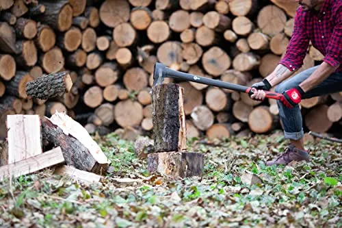 INTERTOOL 36” Splitting Axe, Wood Splitter Maul, Log Ax, Shock Absorbing Fiberglass Anti-Slip Handle with Blade Cover HT-0275