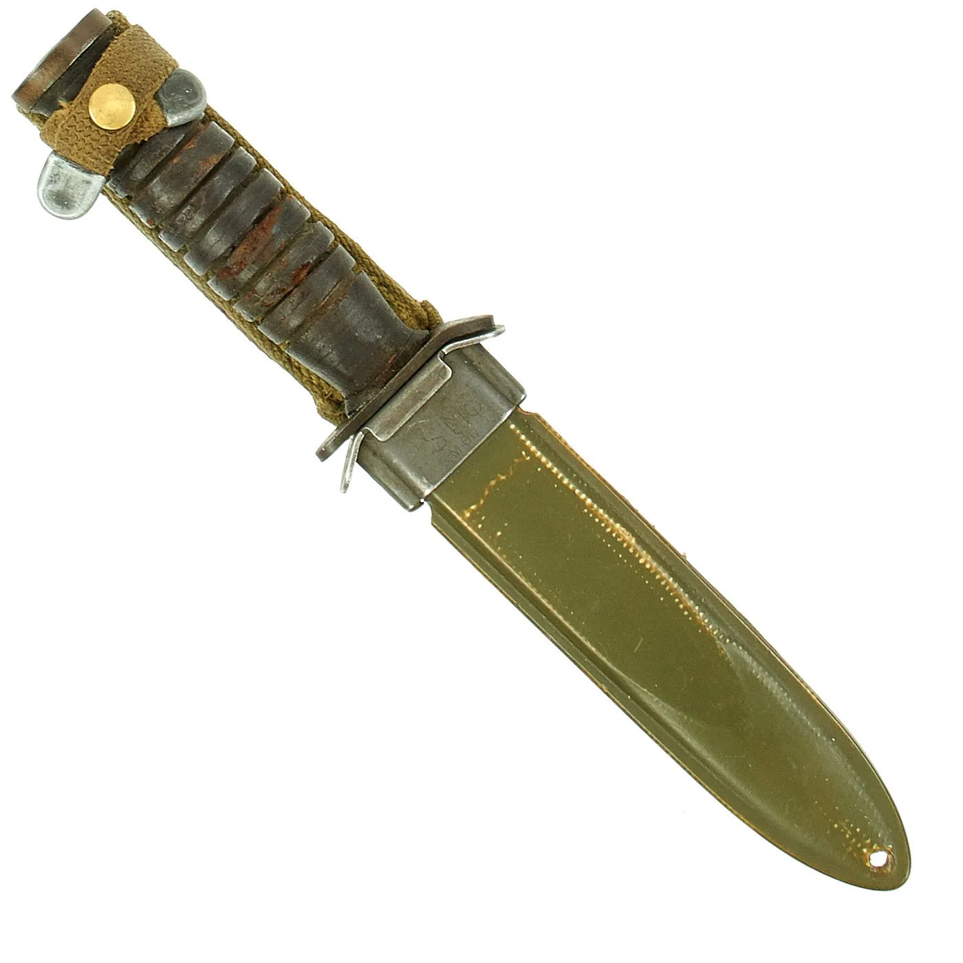 Original U.S. WWII 1943 Dated Blade Marked M3 Fighting Knife by Utica Cutlery with Updated M8 Scabbard