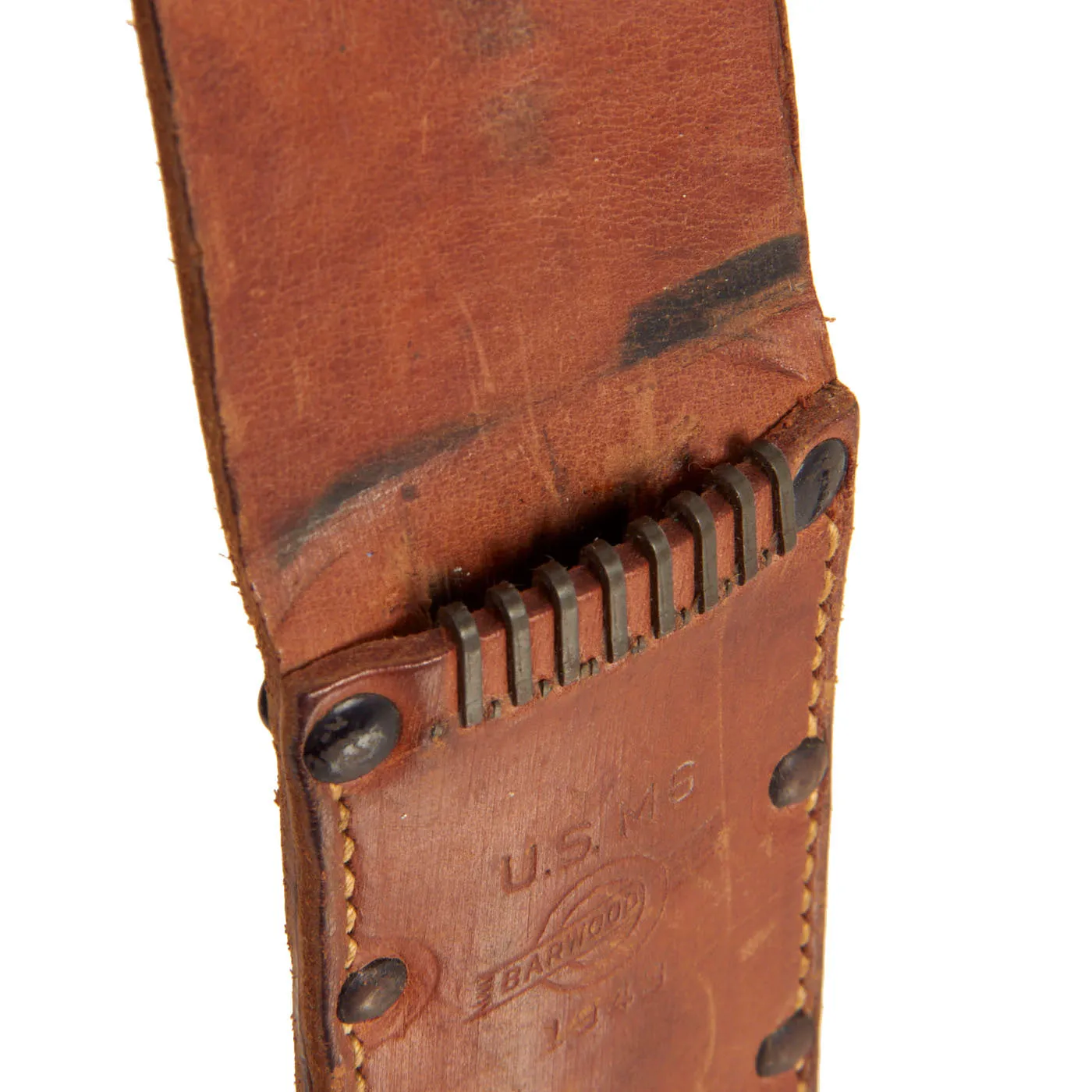 Original U.S. WWII Blade Marked M3 Fighting Knife by Camillus with 1943 Dated M6 Scabbard by Barwood