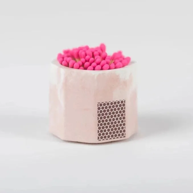 Pink & White Match Holder w/ Striker and Pink Matches