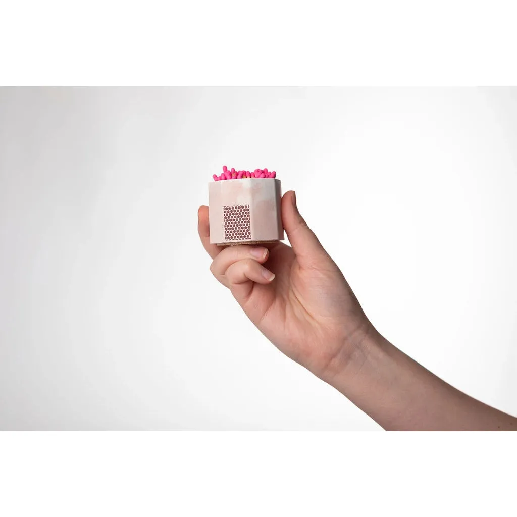 Pink & White Match Holder w/ Striker and Pink Matches