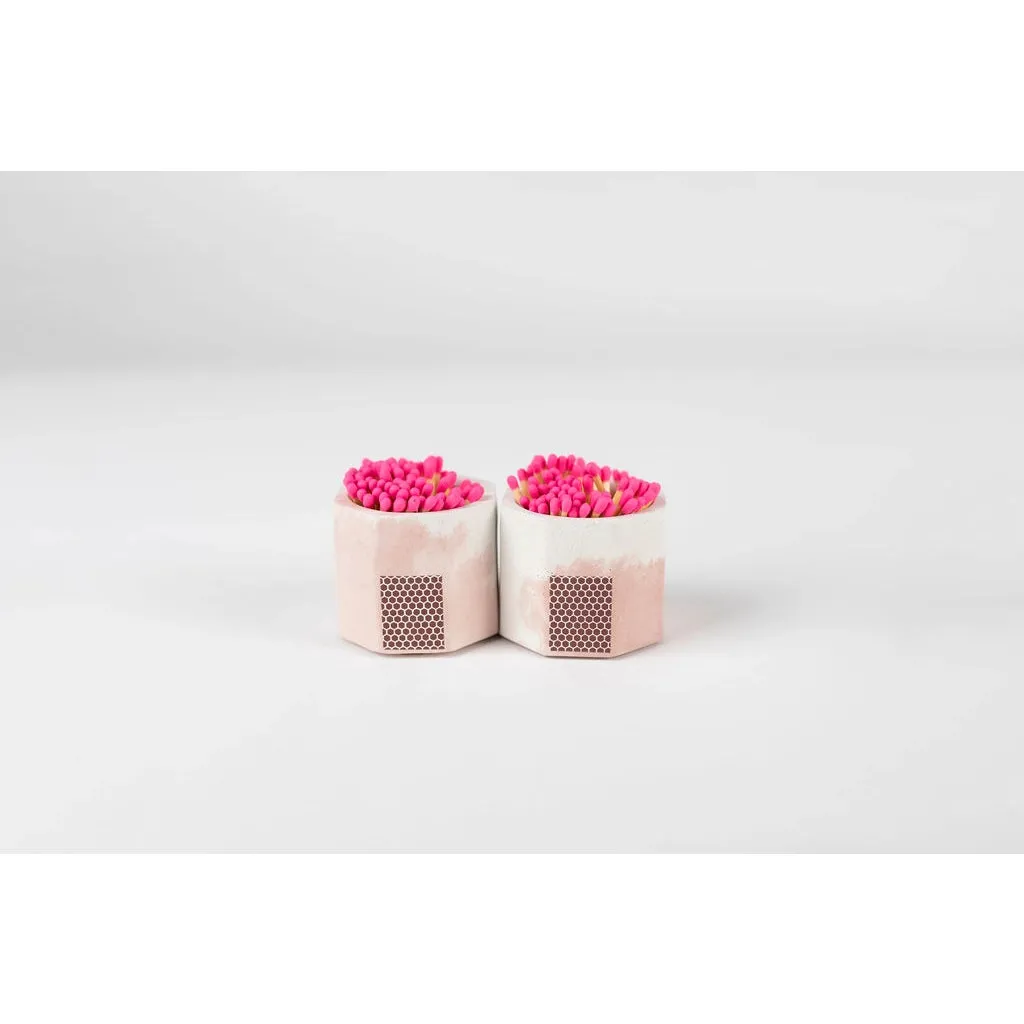Pink & White Match Holder w/ Striker and Pink Matches