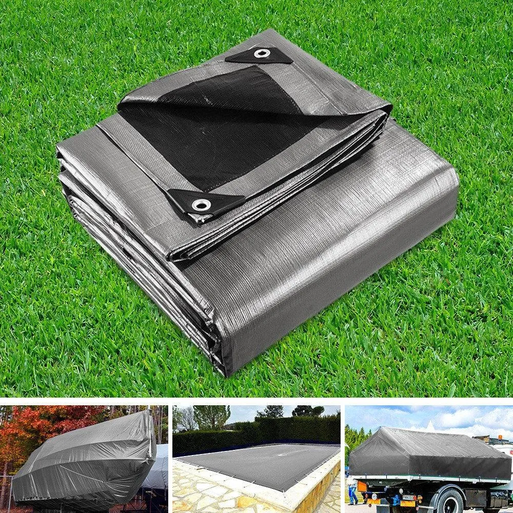Poly Tarpaulin Heavy Duty Tarp Cover - 3M x 4.5M -180gsm Silver