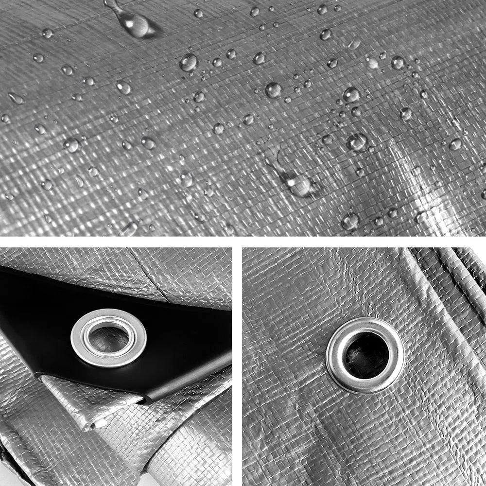 Poly Tarpaulin Heavy Duty Tarp Cover - 3M x 4.5M -180gsm Silver