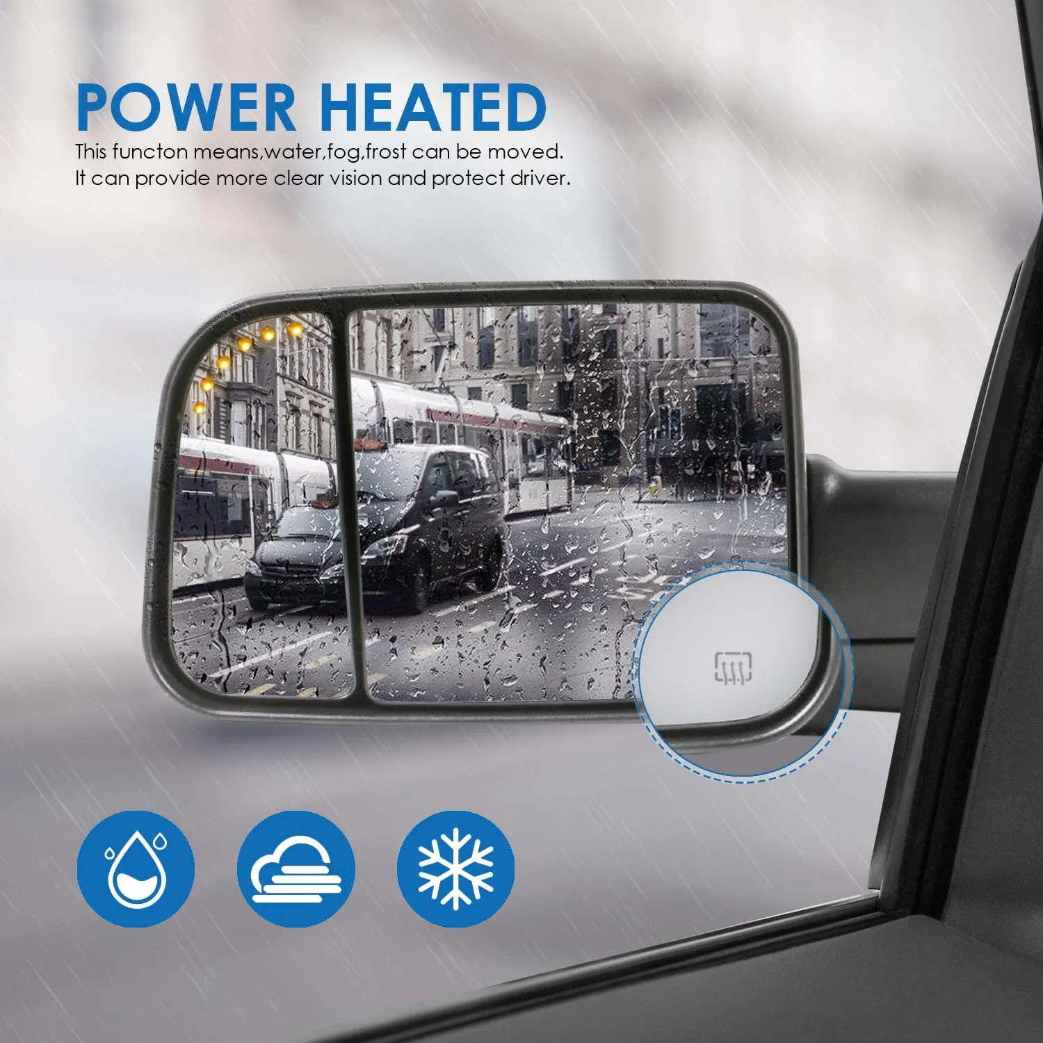 Power Heated Towing Mirrors Compatible for 02-09 Ram Flip Up Left Right Pair w/Arrow Light and Turn Signal Light (Set of 2)