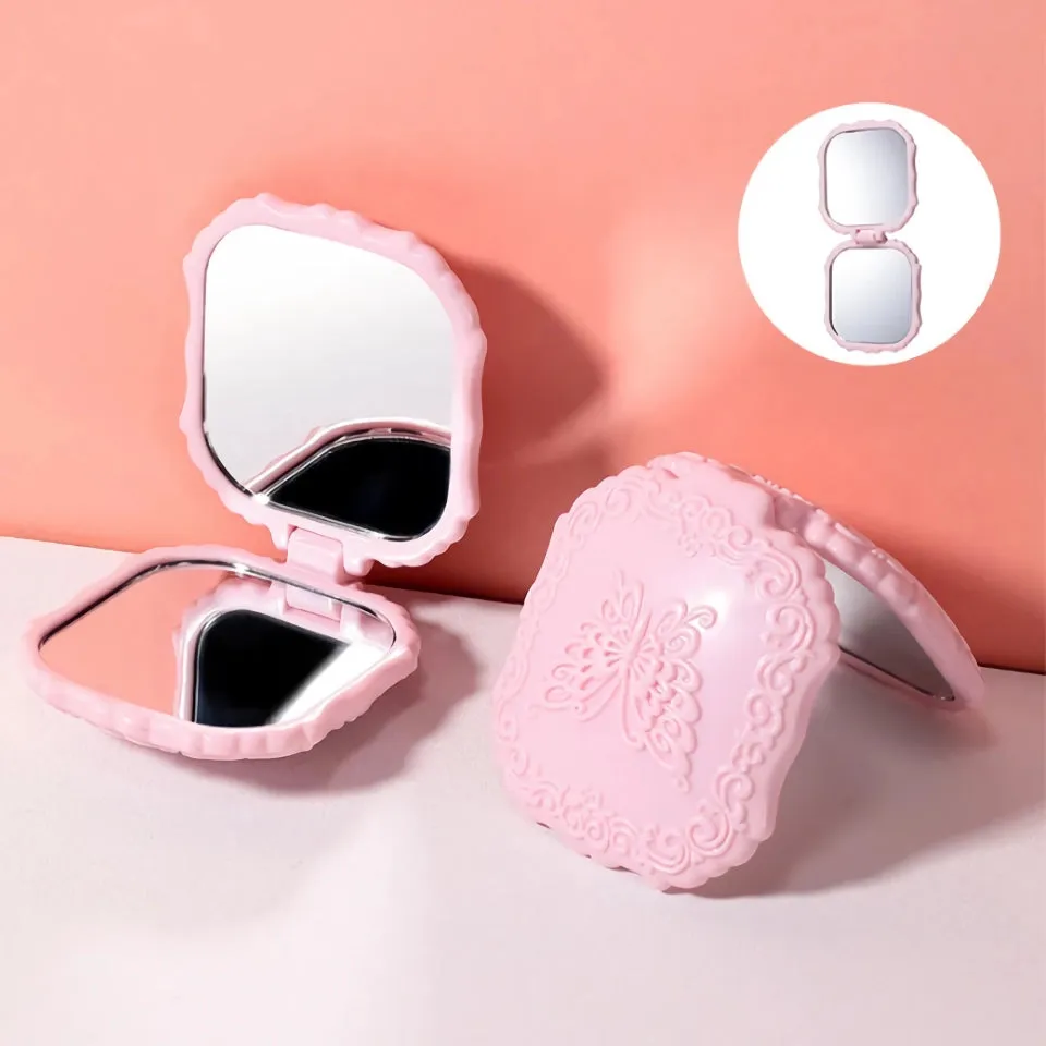Vintage Butterfly Folding Makeup Mirror - Compact & Cute