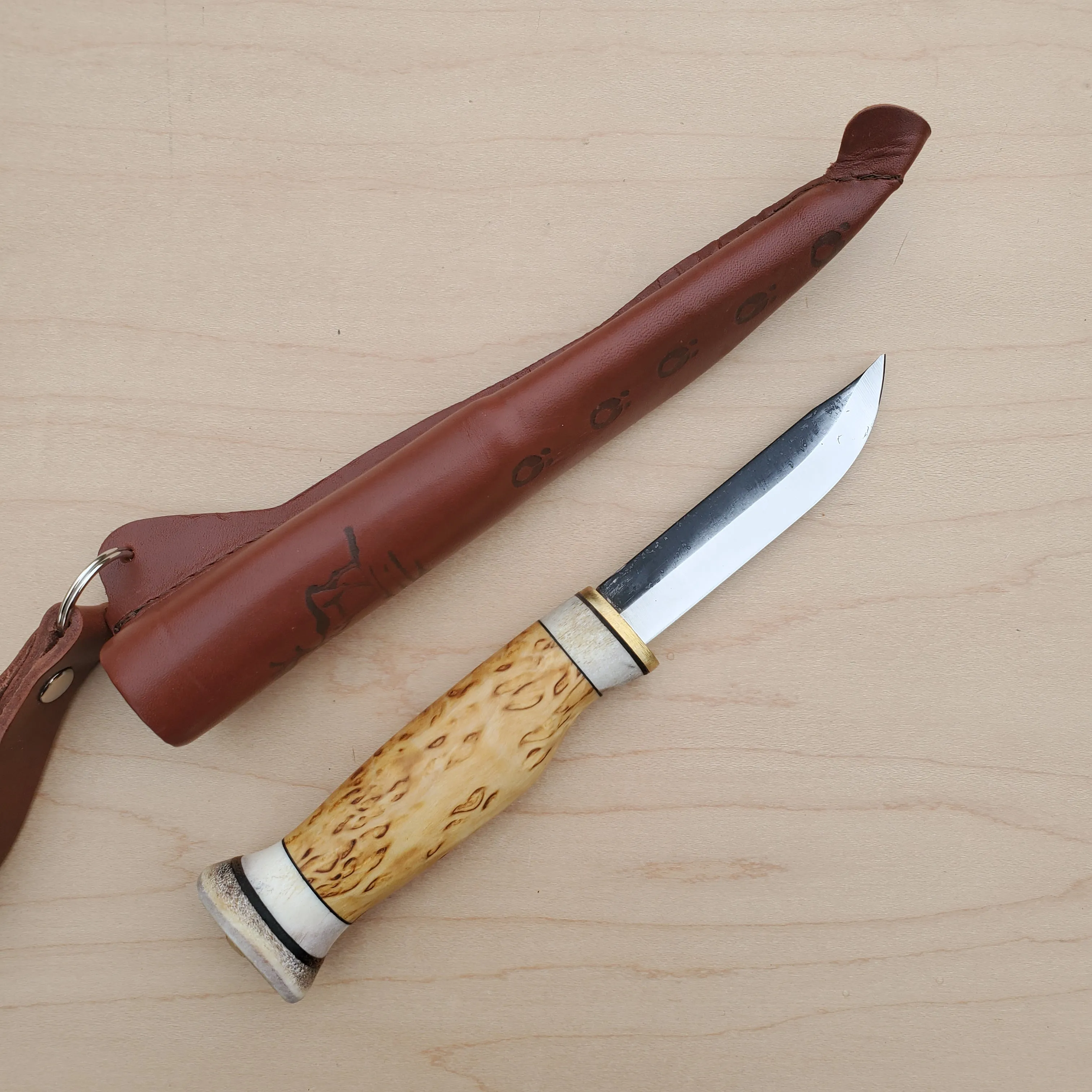 Wood Jewel Vuolu 3.25" Fixed Blade Curly Birch 23VP8