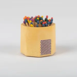 Yellow Match Holder w/ Striker and Rainbow Matches